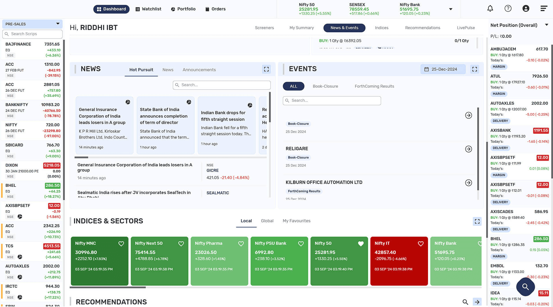 Dashboard News & Events