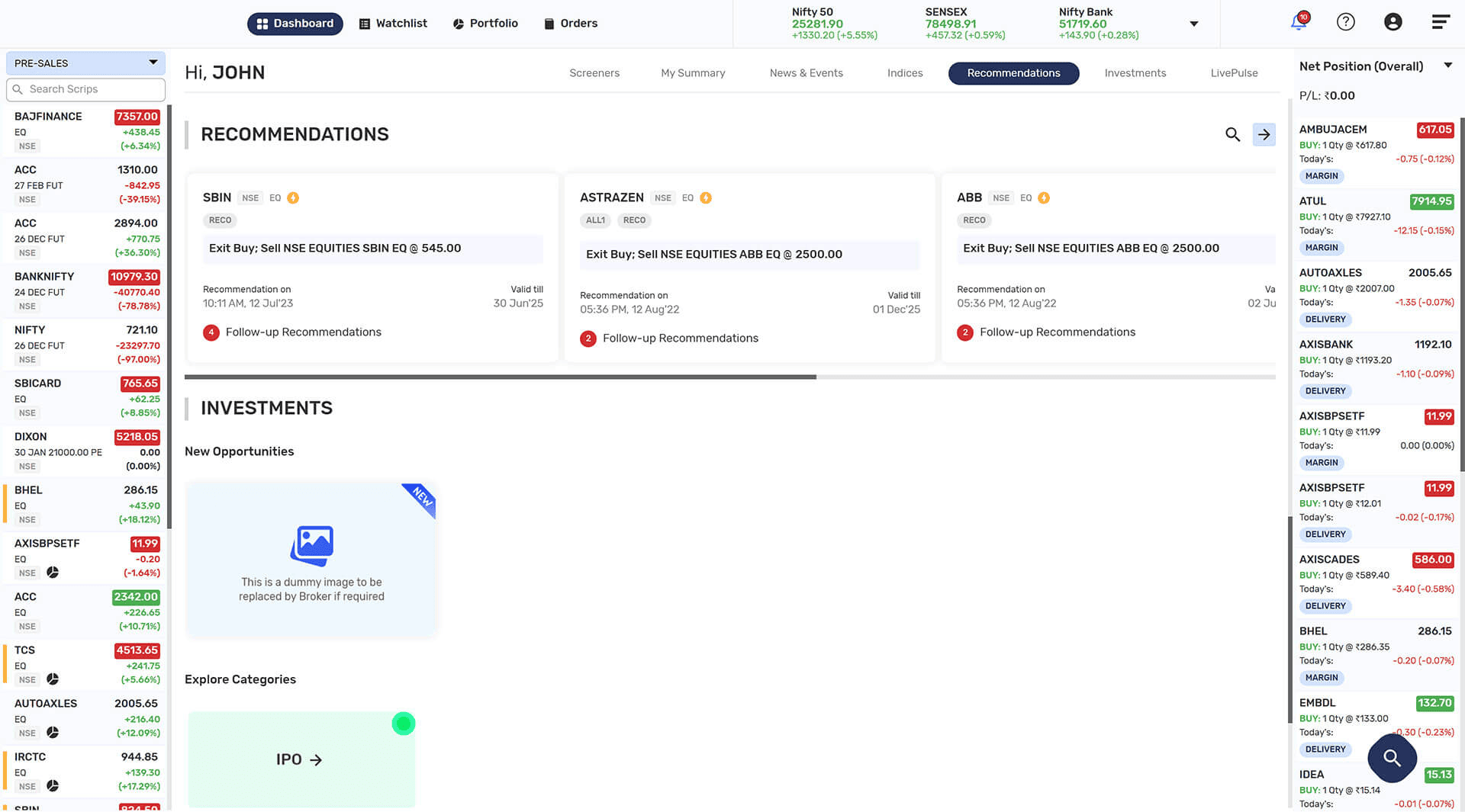 Dashboard Recommendations