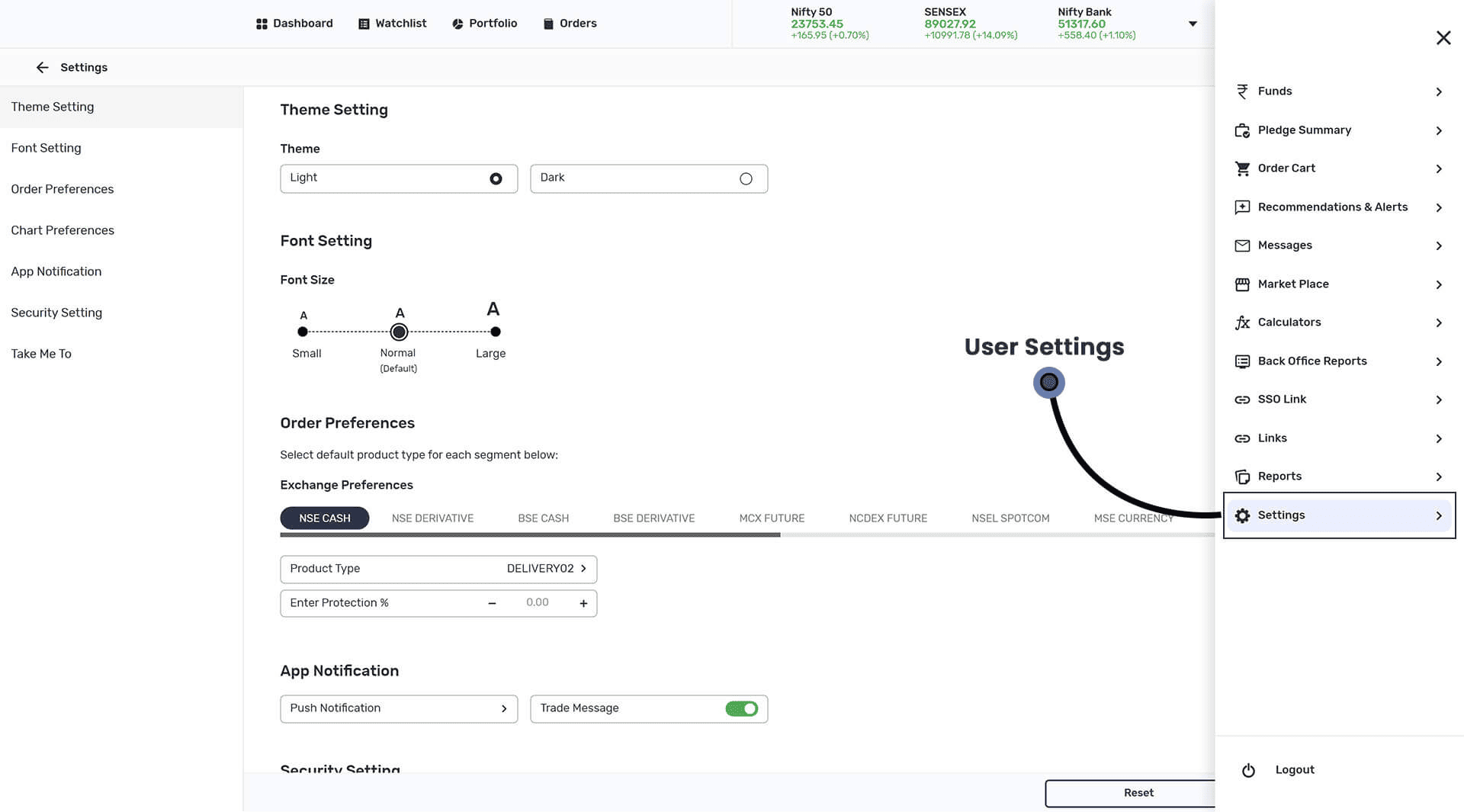 User Settings